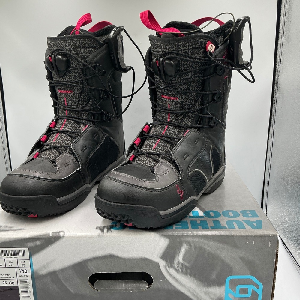 Salomon Snowboard Boots Ivy 7.5 Black Biarritz Pink 195730 Women Speed Lace